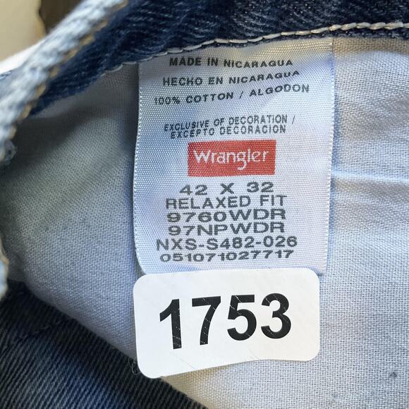 Wrangler Men Jeans 42X32 Blue Denim 9760WDR 32" Inseam Mid Rise - Picture 2 of 10